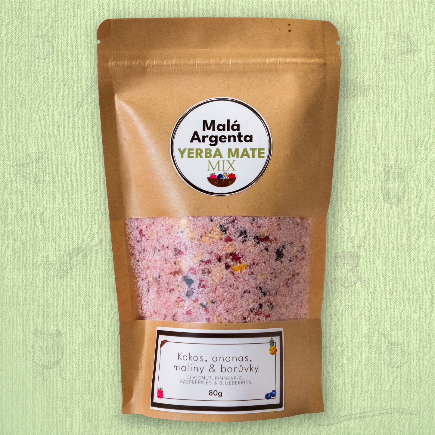 Yerba Mate Mix -Ananas, Maliny & Borůvky- 80g